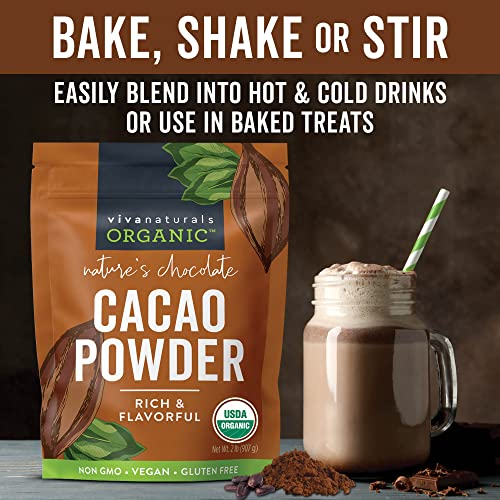 Organic Cacao Powder, 2lb - Unsweetened Cocoa Powder With Rich D...