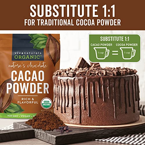 Organic Cacao Powder, 2lb - Unsweetened Cocoa Powder With Rich D...