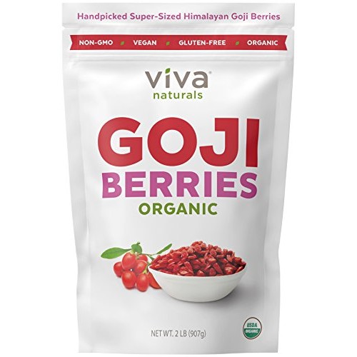 Viva Naturals Organic Dried Goji Berries, 2Lb - Premium Himalaya