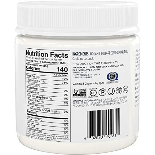 Viva Naturals Organic Extra Virgin Coconut Oil, 16 Ounce