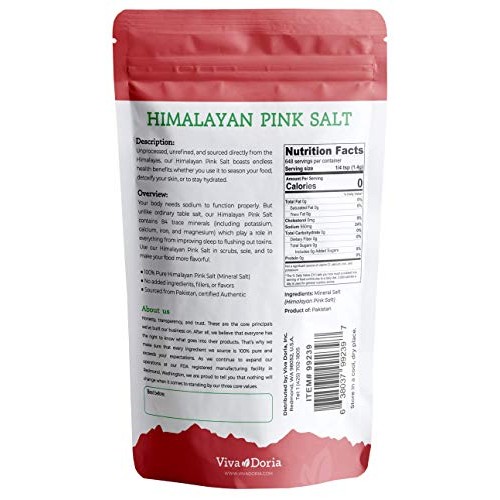 Viva Doria Himalayan Pink Salt Coarse Grain Crystal Sea Salt, 2 Lb