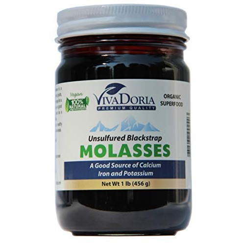 Viva Doria Organic Unsulfured Blackstrap Molasses, 1 Lb Glass Jar