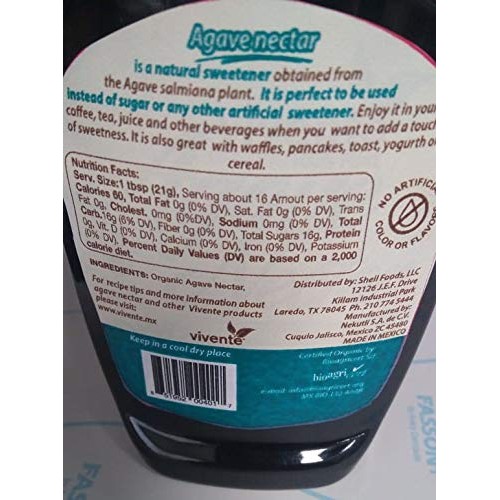 Vivente Organic Agave Nectar Amber Flavor 12.17 Oz