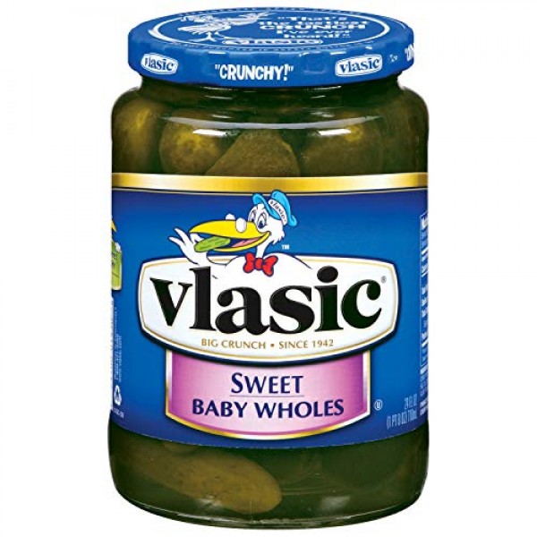 Vlasic Baby Sweet Wholes Pickles, 24 Oz Jar Pack Of 4, Total Of