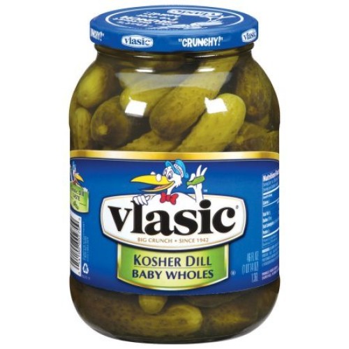 Vlasic Kosher Dill, Baby Wholes Pickles, 46 Oz Glass Jar Pack O