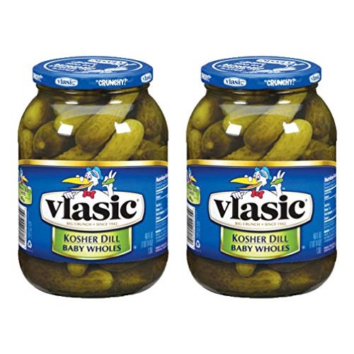 Vlasic Kosher Dill, Baby Wholes Pickles, 46 Oz Glass Jar Pack O
