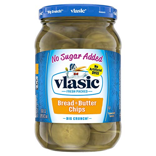 Vlasic No Sugar Added Bread And Butter Pickle Chips, 16 Fl Oz, P