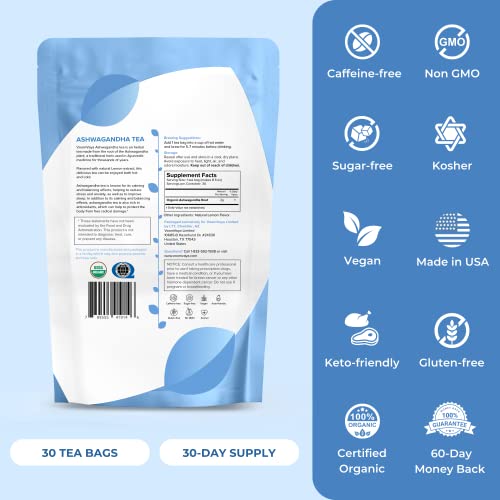 VoomVaya Organic Ashwgandha Root Tea - Caffeine-Free, Adaptogeni...