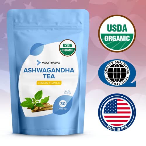 VoomVaya Organic Ashwgandha Root Tea - Caffeine-Free, Adaptogeni...