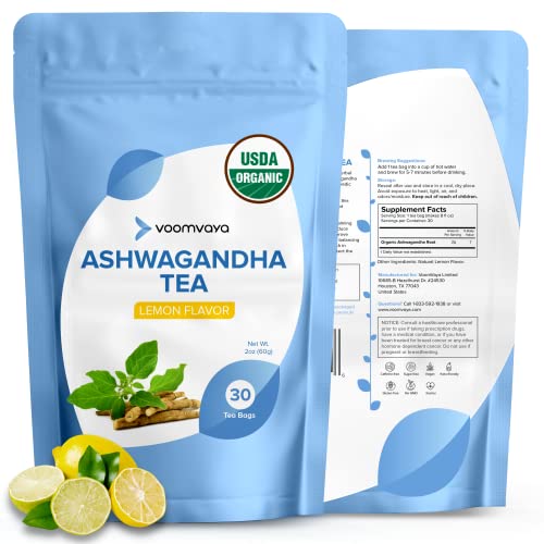 VoomVaya Organic Ashwgandha Root Tea - Caffeine-Free, Adaptogeni...