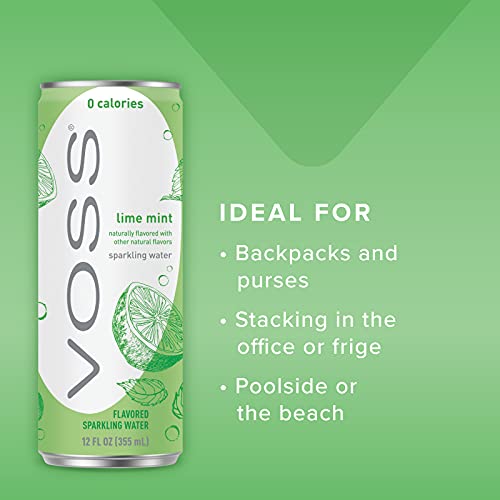 VOSS Lime Mint Flavored Sparkling Water – Unsweetened, Zero Calo...