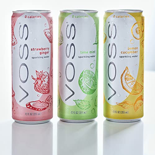 Voss Water Flavored Sparkling Water, Strawberry Ginger, 12 Fl Oz