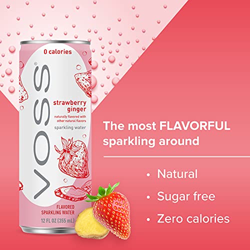Voss Water Flavored Sparkling Water, Strawberry Ginger, 12 Fl Oz