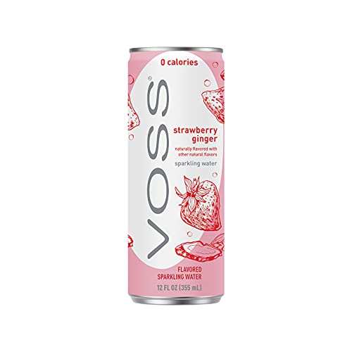 Voss Water Flavored Sparkling Water, Strawberry Ginger, 12 Fl Oz
