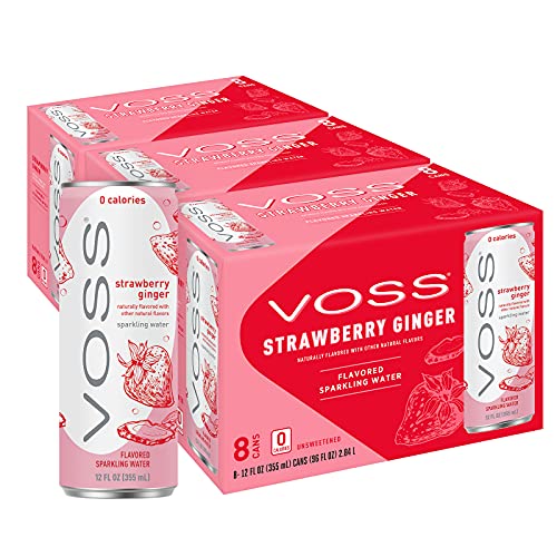 Voss Water Flavored Sparkling Water, Strawberry Ginger, 12 Fl Oz