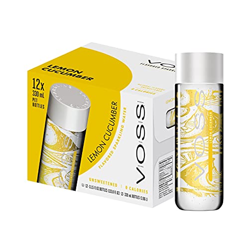VOSS Water Flavored Sparkling Water, Lemon Cucumber, 330 ml Plas...