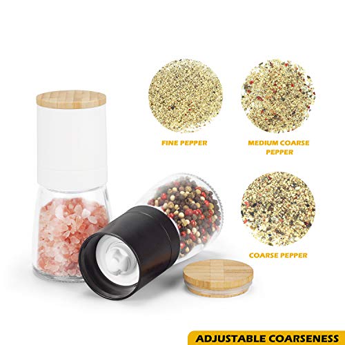 Vucchini Salt and Black Pepper Grinder Set - Bamboo Lid and Wood...
