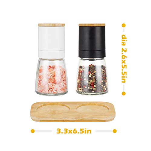 Vucchini Salt and Black Pepper Grinder Set - Bamboo Lid and Wood...