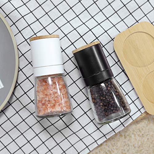 Vucchini Salt and Black Pepper Grinder Set - Bamboo Lid and Wood...