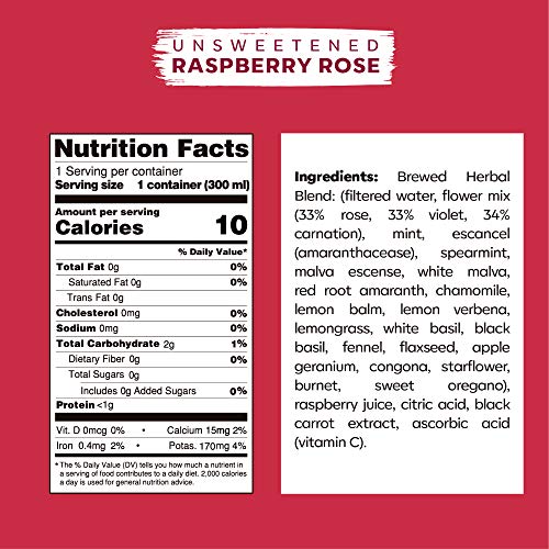 Waku Iced Tea - Unsweetened Raspberry Rose - All Natural Herbal