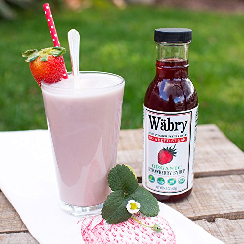Wäbry Organic Syrup 13.8 Oz No Sugar Added Strawberry, Blueberry