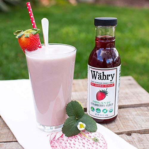Wäbry Organic Syrup Strawberry, No Sugar Added 13.8 Oz Bpa-Fre