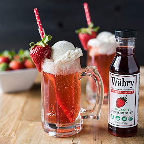 Wäbry Organic Syrup Strawberry, No Sugar Added 13.8 Oz Bpa-Fre