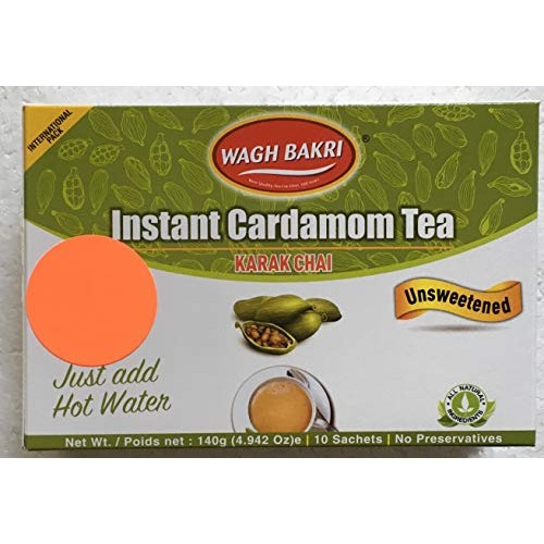 Wagh Bakri Instant Cardamom Chai Tea Unsweetened - 10 Sachets