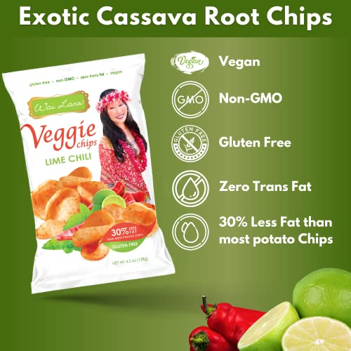 Wai Lana Veggie Chips Lime Chili 12 Pack of 4.5 Ounce Individua...