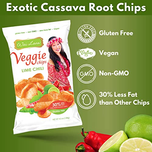 Wai Lana Veggie Chips Lime Chili 12 Pack of 4.5 Ounce Individua...
