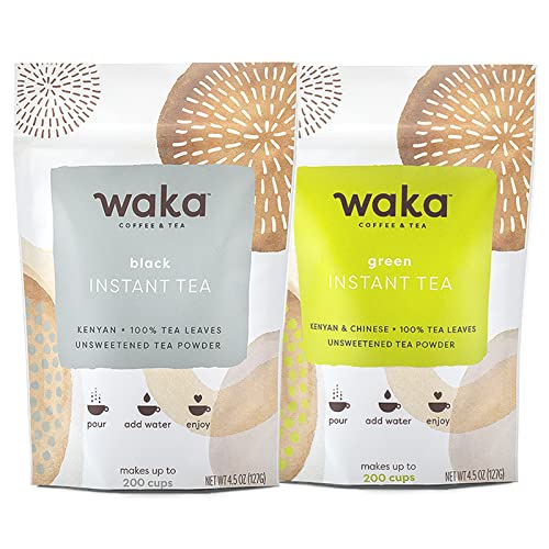 Waka — Unsweetened Instant Tea Powder 2-Bag Combo — 100% Tea Lea...