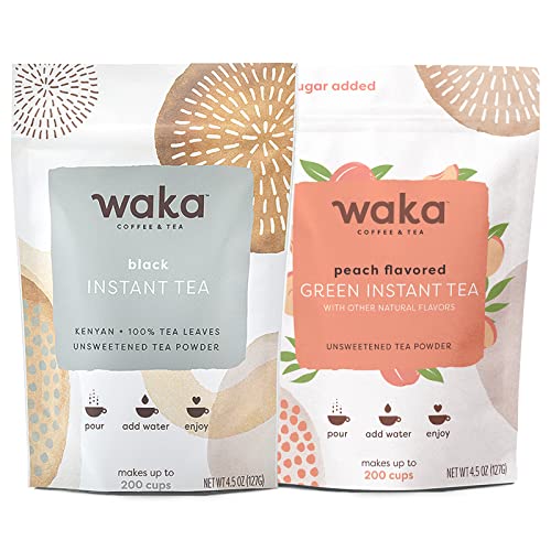 Waka — Unsweetened Instant Tea Powder 2-Bag Combo — 100% Tea Lea...