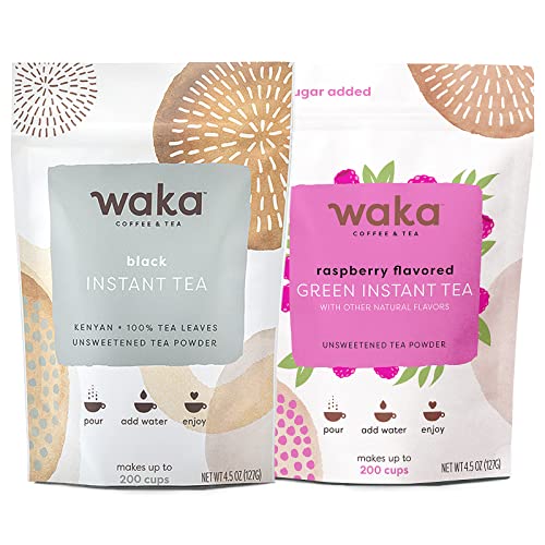 Waka — Unsweetened Instant Tea Powder 2 Bag Combo — 100% Tea Lea...