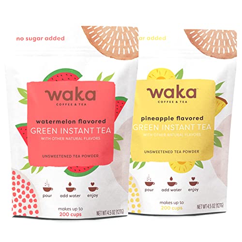 Waka — Unsweetened Instant Tea Powder 2-Bag Combo — 100% Tea Lea...