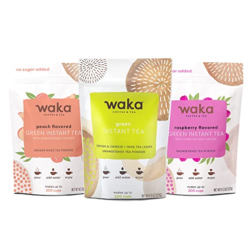 Waka — Unsweetened Instant Tea Powder 3-Bag Combo — 100% Tea Lea...