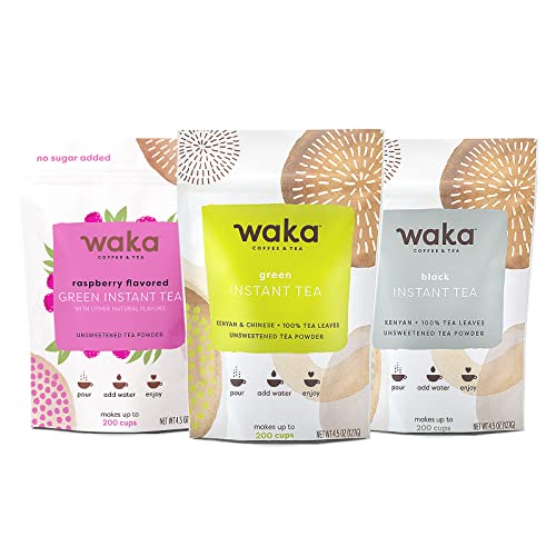 Waka — Unsweetened Instant Tea Powder 3-Bag Combo — 100% Tea Lea...