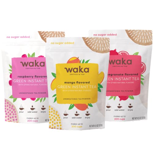Waka — Unsweetened Instant Tea Powder 3-Bag Combo — 100% Tea Lea...