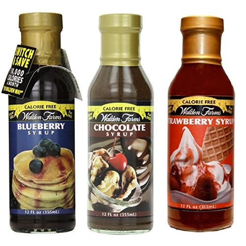 Walden Farms Chocolate, Blueberry, Strawberry Syrup Variety 3 Pack