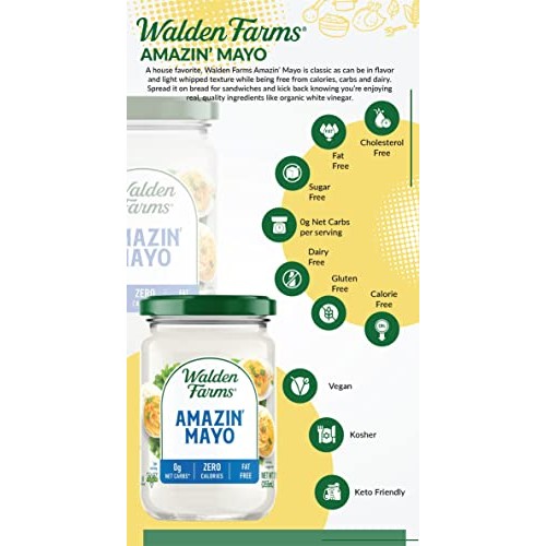 Walden Farms Amazin Mayo Spread 12 oz Jar Pack of 6 Light and ...