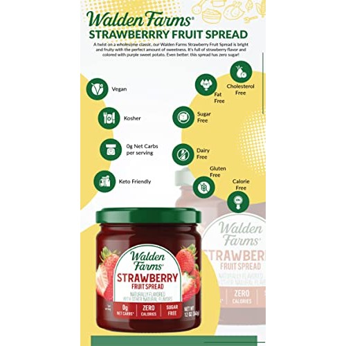 Walden Farms Strawberry Fruit Spread 12 Oz Jar - Naturally Flavo