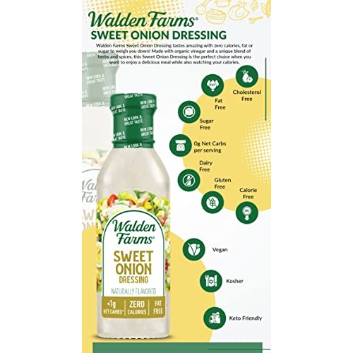 Walden Farms Sweet Onion Dressing, 12 Oz Bottle, Fresh And Delic