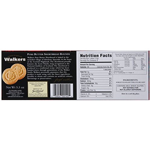 Walkers Shortbread Rounds Shortbread Cookies, 5.3 Ounce Box Pac