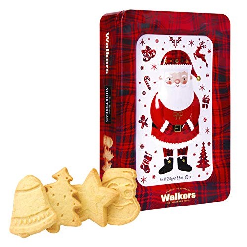 Walkers Shortbread Santa Shortbread Cookie Holiday Tin, 8.8 Ounce