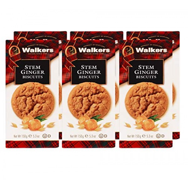 Walkers Shortbread Stem Ginger Scottish Cookies, 5.3 Ounce Box ...