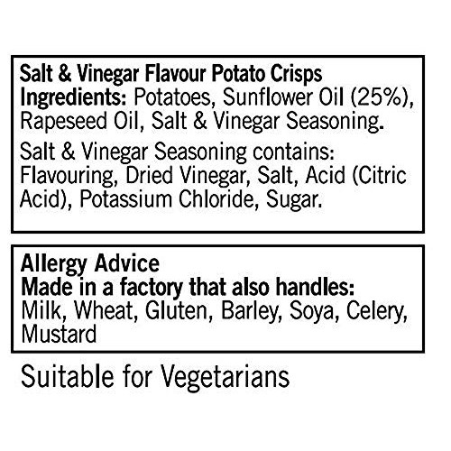 Walkers Crisps Salt And Vinegar X 32 1040G