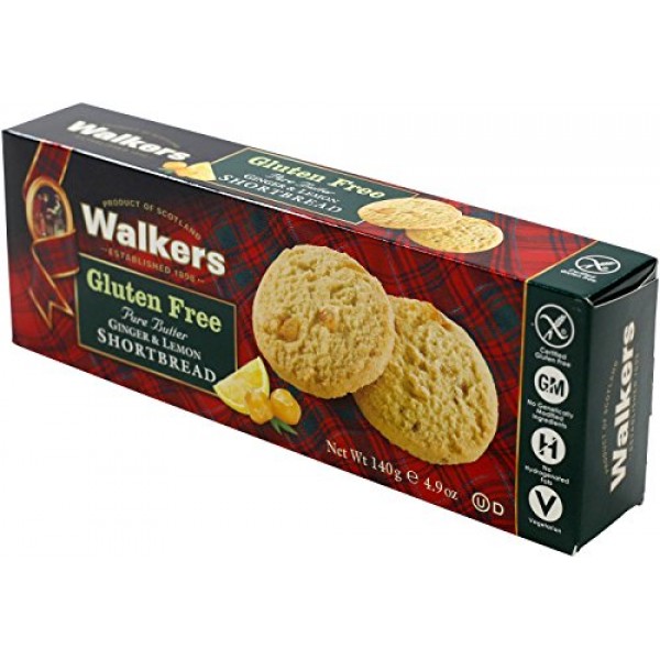 Walkers Gluten Free Pure Butter Ginger &Amp; Lemon Shortbread Cookie
