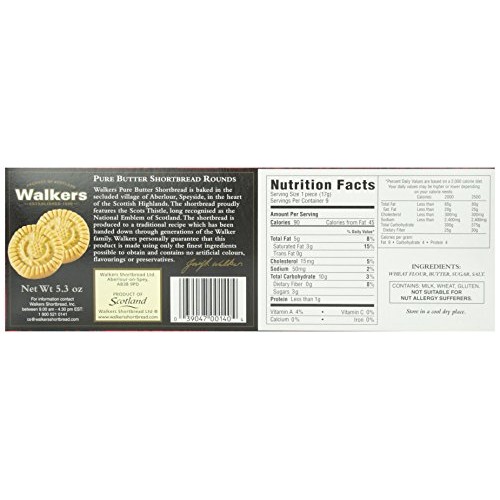 Walkers Pure Butter Shortbread, Rounds, 5.3 Oz
