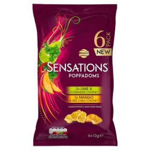 Walkers Sensations Poppadoms Variety Pack Of 6