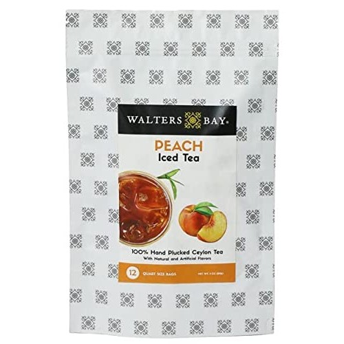Walters Bay Peach Iced Tea | 12 Quart Sized Tea Bags, Ceylon Tea...