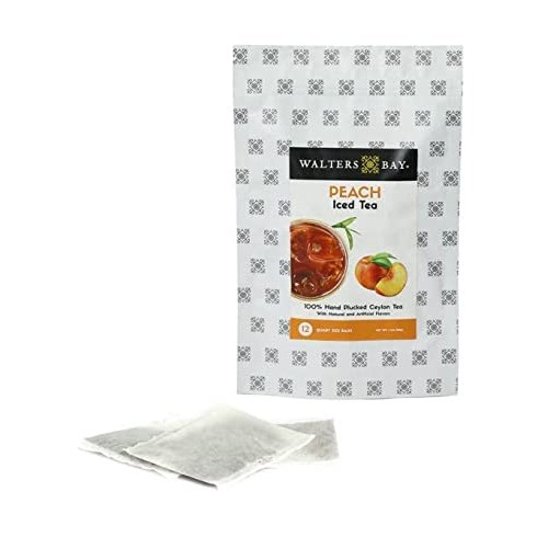 Walters Bay Peach Iced Tea | 12 Quart Sized Tea Bags, Ceylon Tea...